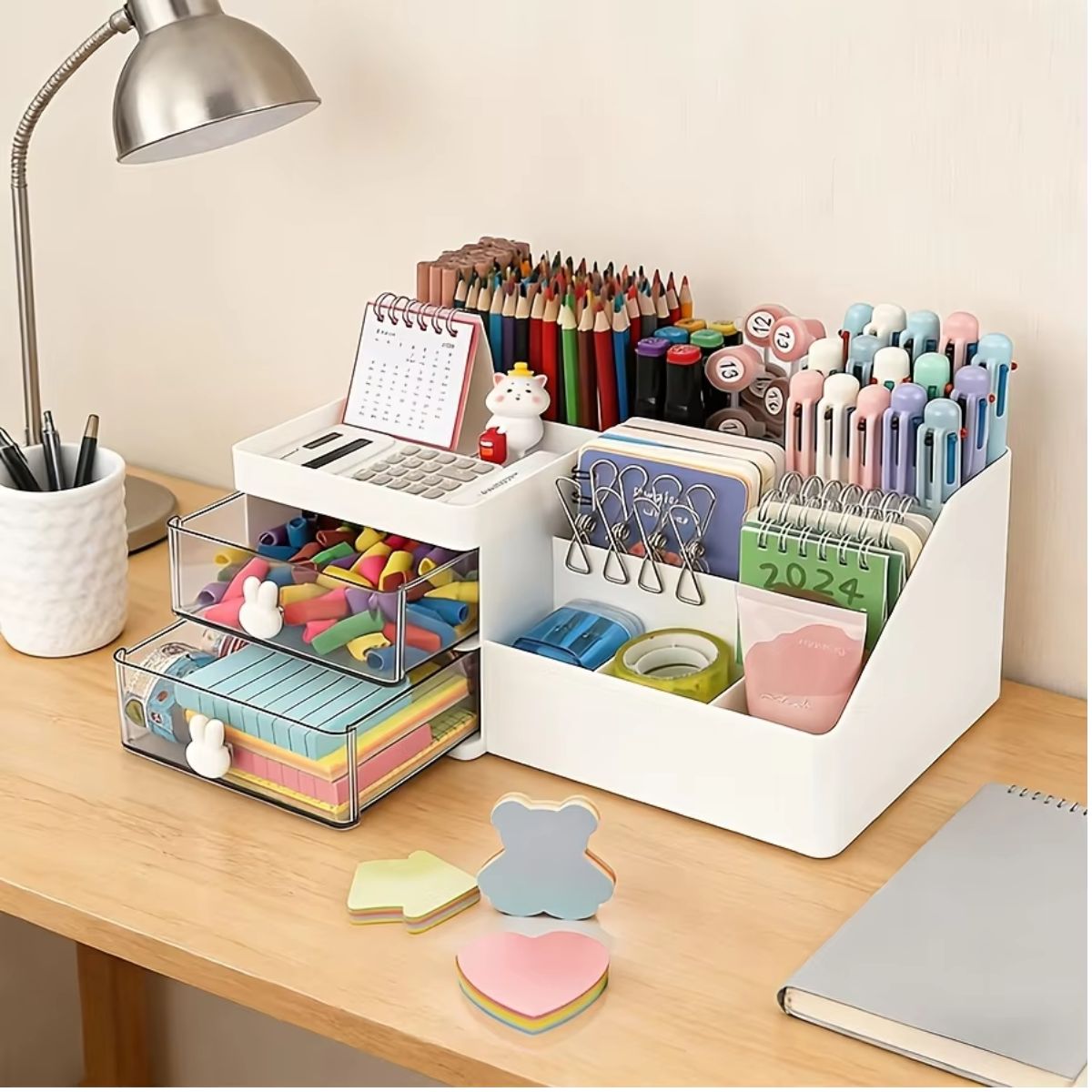 Cute Rabbit Desk Organizer Stationery Set