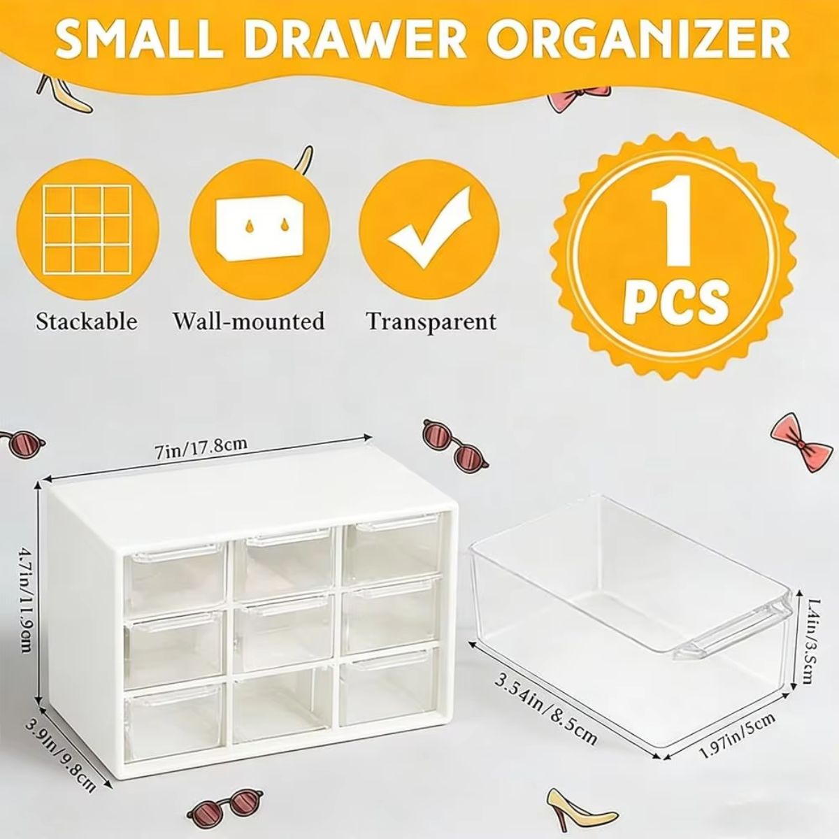 9-Compartment Multi-Purpose Desktop Organizer Box